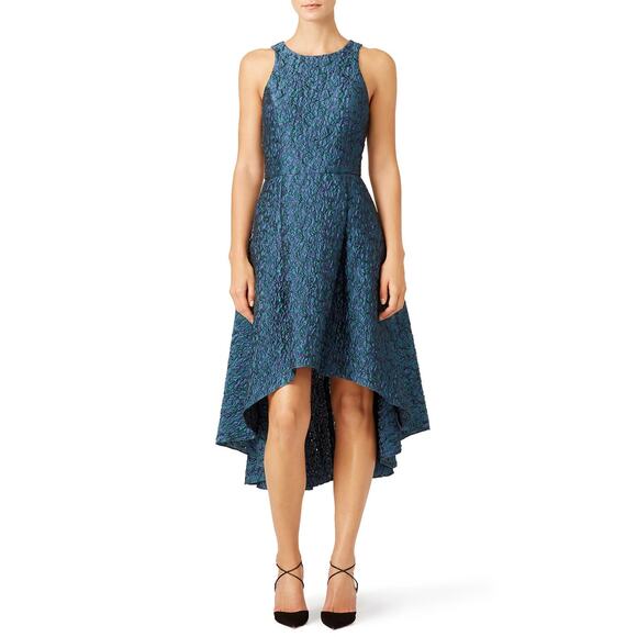 Sachin & Babi Dress Womens 2 Crystal Moon Blue Green High Low Cutout Back - Picture 1 of 15